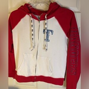 PINK Victoria's Secret Texas Rangers Red White  Zippered Hoodie Large